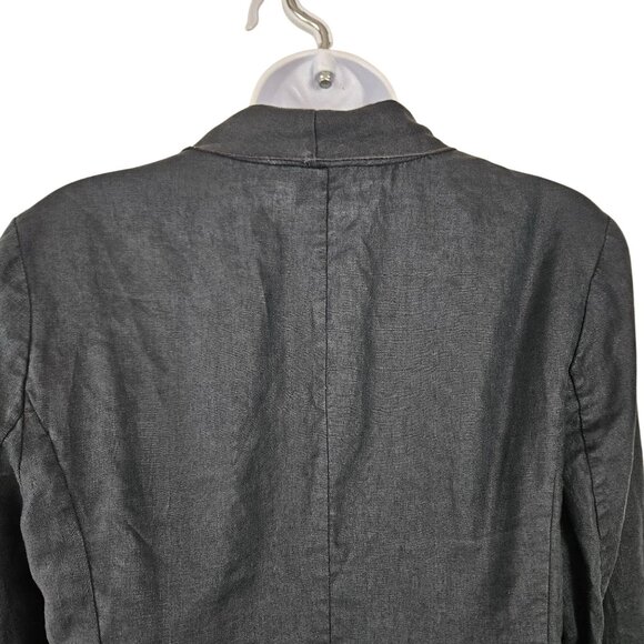 J. Jill Black 100% Linen Open Front Blazer Jacket M Petite Lightweight Soft - Picture 6 of 7